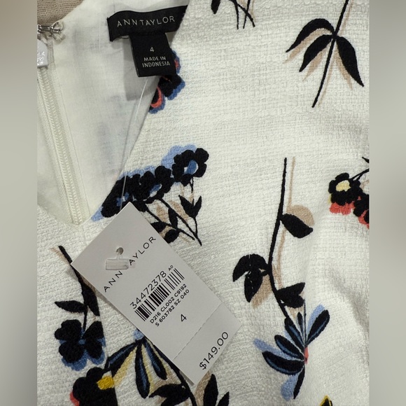 NWT Ann Taylor Black and White Floral Midi Dress - Picture 5 of 5